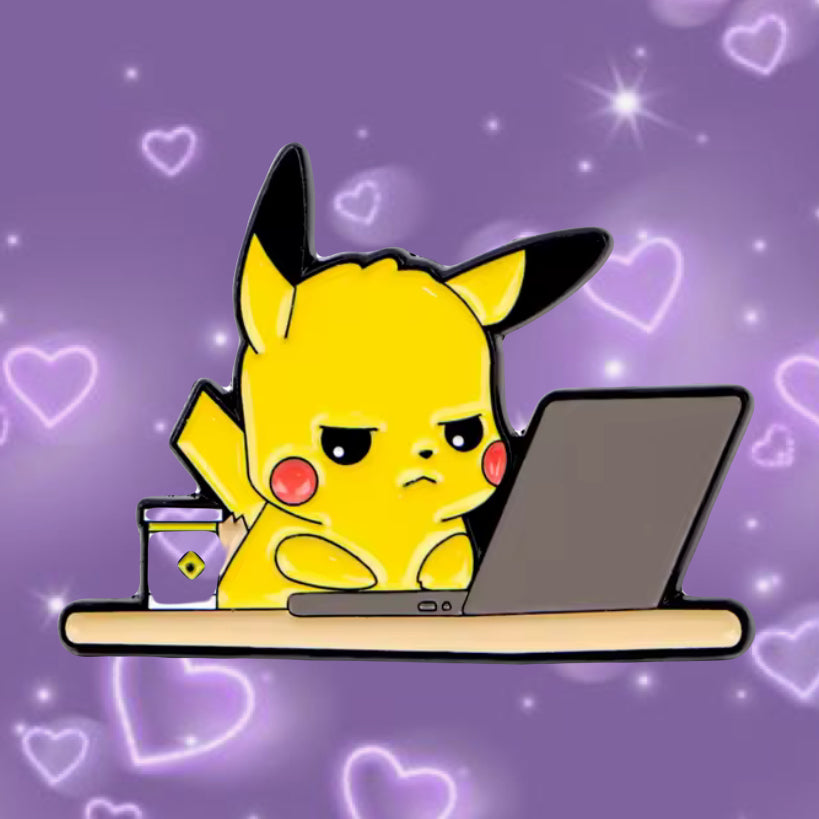 Working pika enamel pin