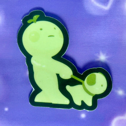 Glow in the dark smiski waterproof sticker