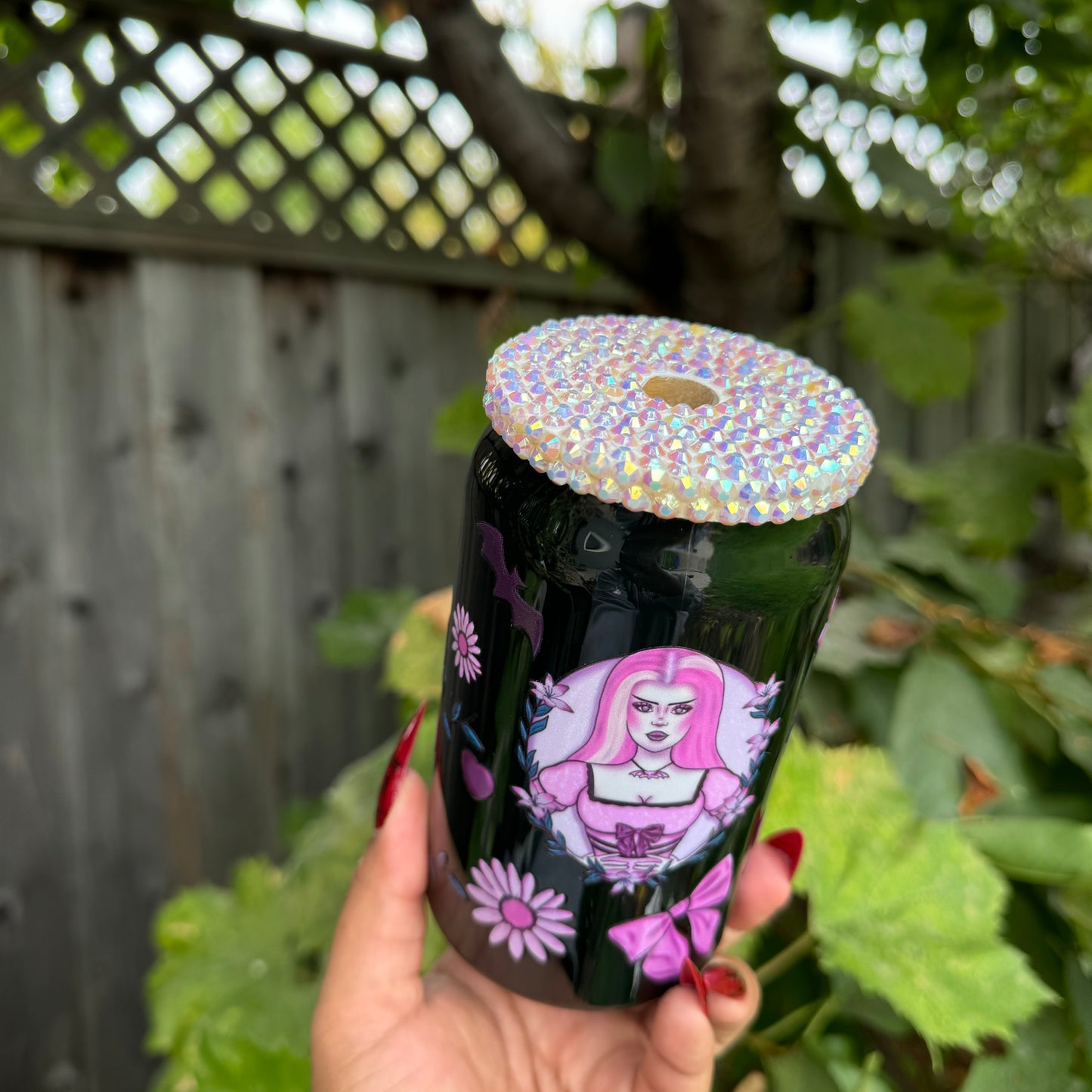 Pink horror mama acrylic cup