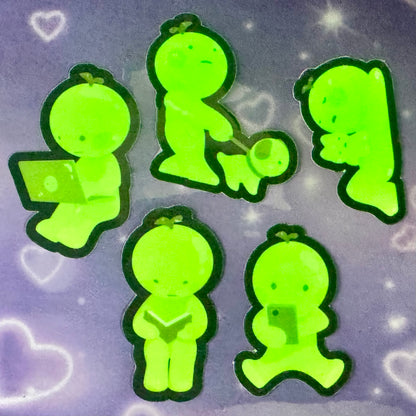 Glow in the dark smiski waterproof sticker