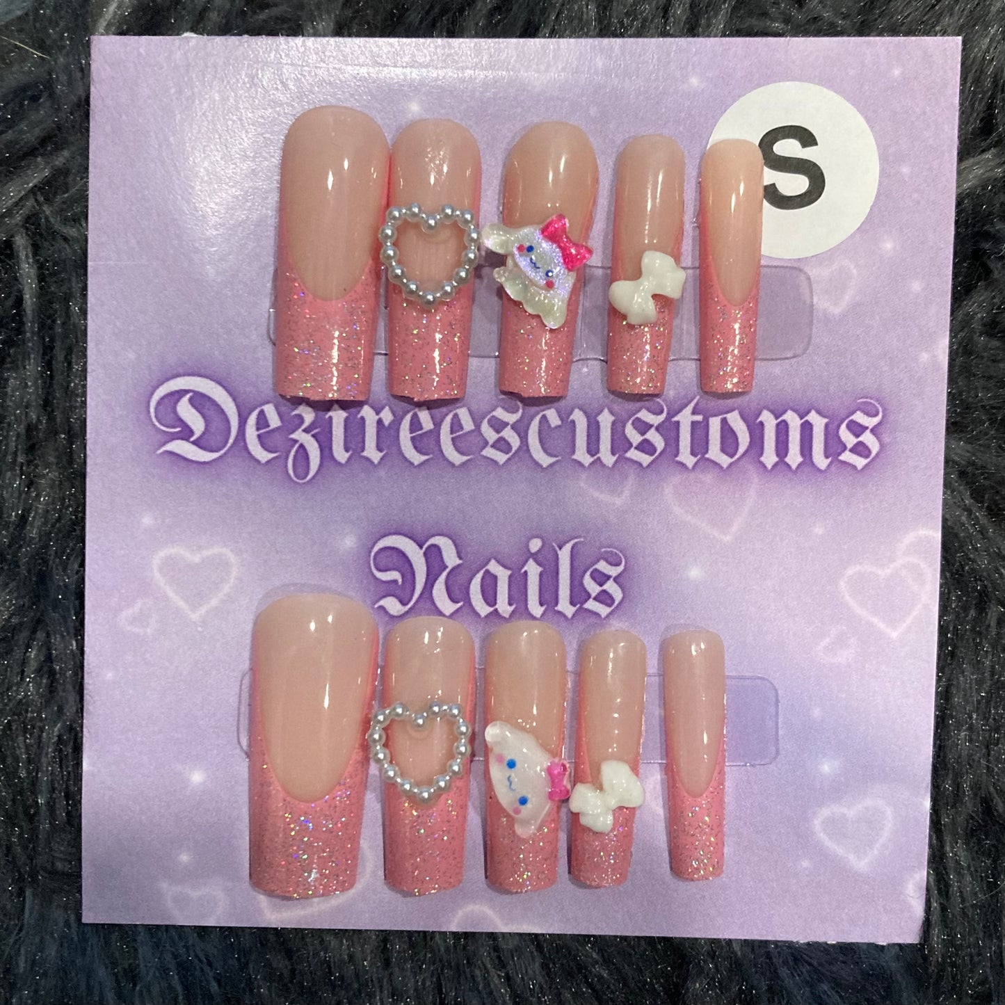 Pink XL long cinnamon press on nails SIZE S