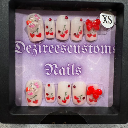 HK Cherry press on nails size :XS