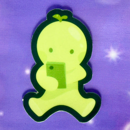 Glow in the dark smiski waterproof sticker