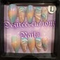 Blue/pink press on nails size L