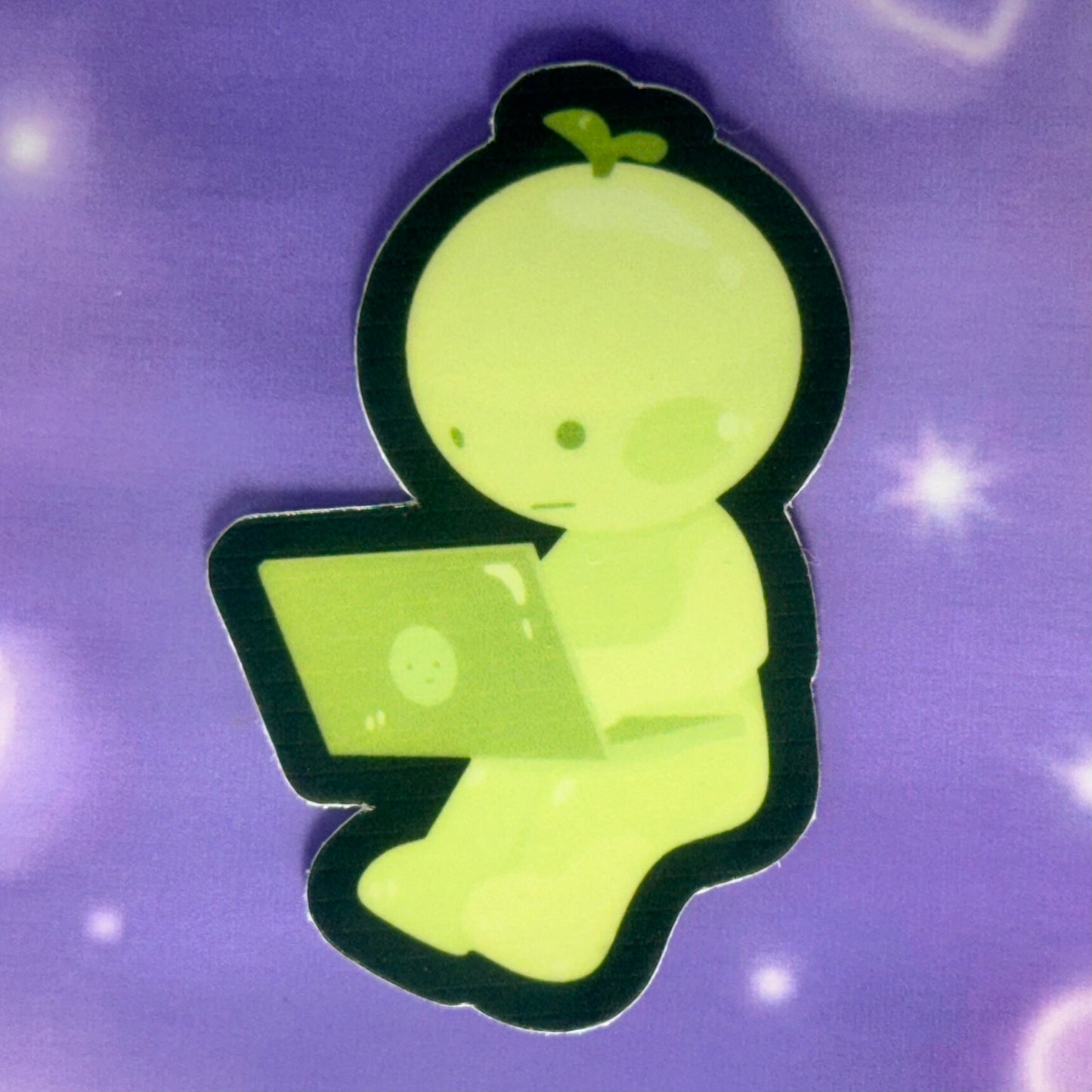 Glow in the dark smiski waterproof sticker