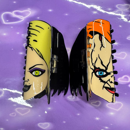 Dolls full face reversible hair clip