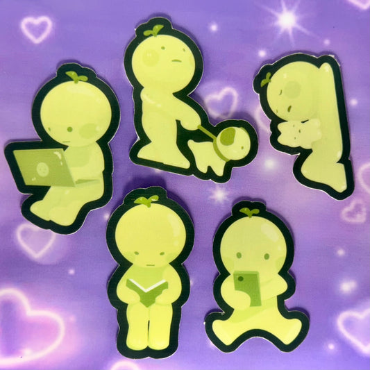 Glow in the dark smiski waterproof sticker