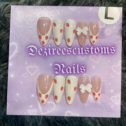 Strawberry press on nails size Large