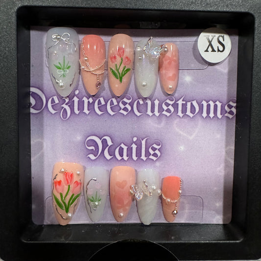 Floral press on nails