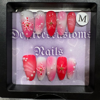 Pink beach press on nails